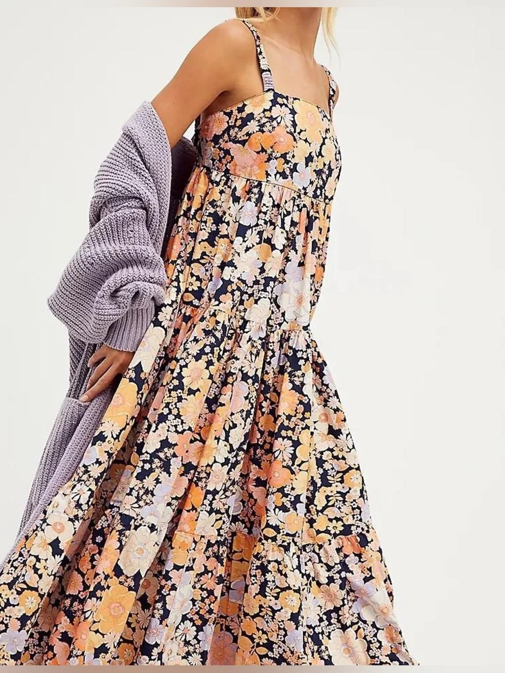 Free People Park Slope maxi dress in navy floral - Picture 6 of 6